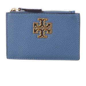 Tory Burch Blue Pebbled Leather Card Holder